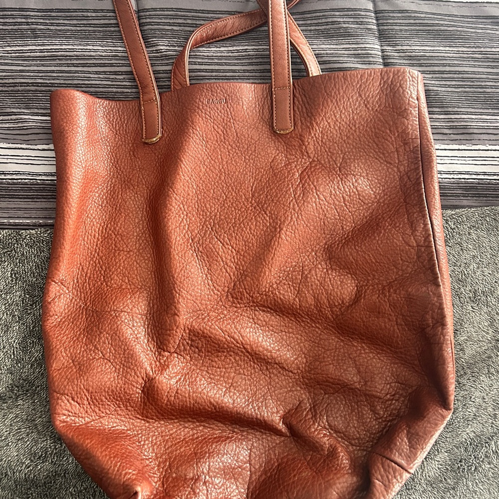 Leather Tote Bag in Brown by